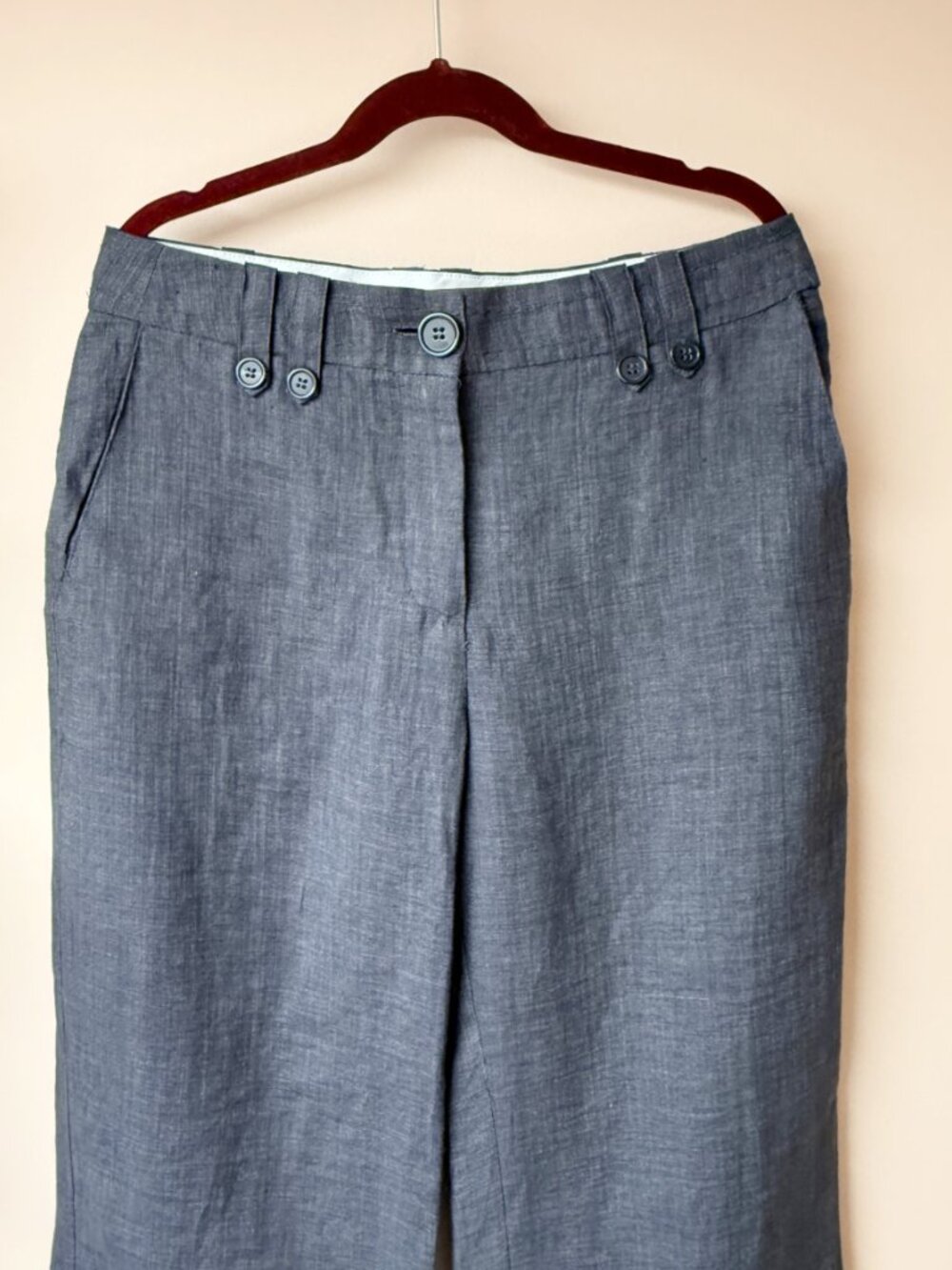 Vintage H&M 100% Linen Wide-Leg Trousers | Dark Grey | New Without Tags